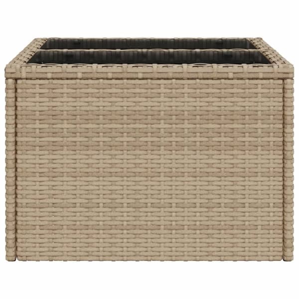 vidaXL Hagebord med glassplate beige 55x55x37 cm polyrotting