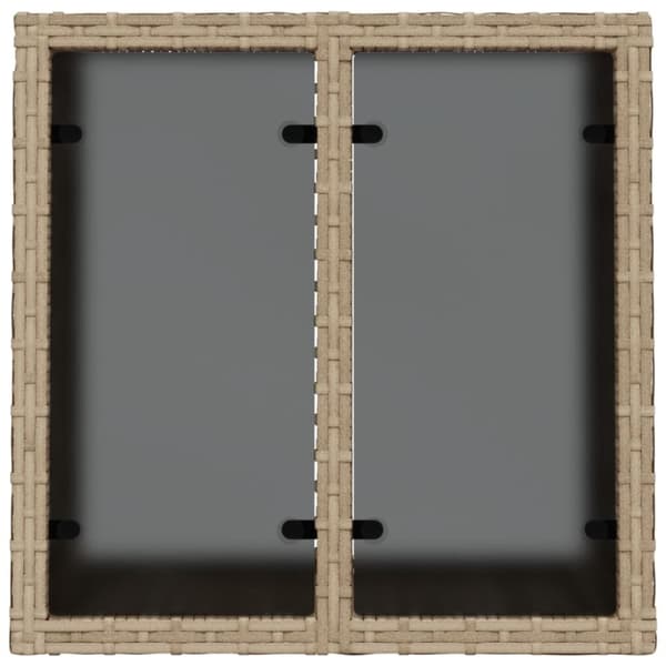vidaXL Hagebord med glassplate beige 55x55x37 cm polyrotting