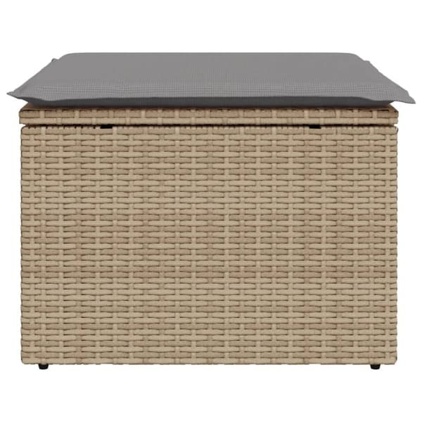 vidaXL Trädgårdspall med dyna beige 55x55x37 cm konstrotting