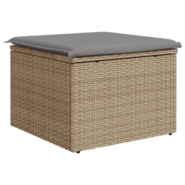 vidaXL Trädgårdspall med dyna beige 55x55x37 cm konstrotting