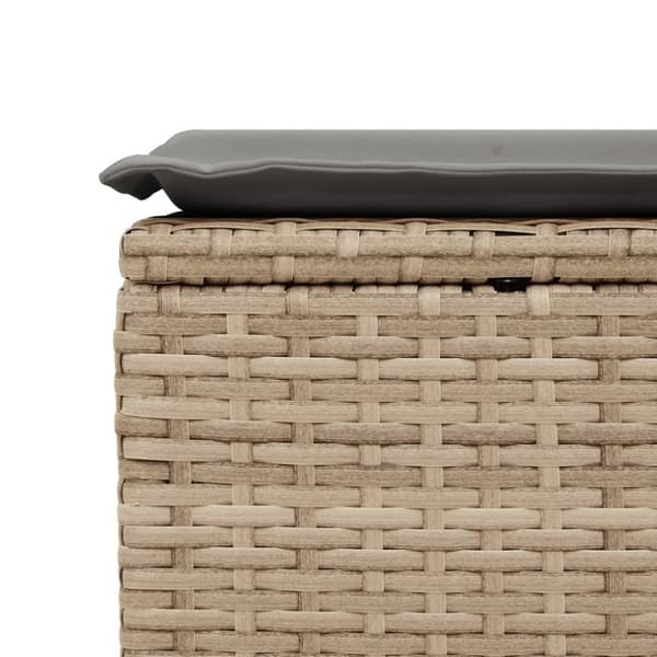 vidaXL Trädgårdspall med dyna beige 55x55x37 cm konstrotting