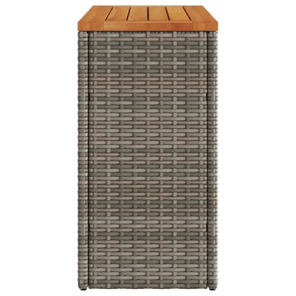 vidaXL havesidebord med trætop 58x27,5x55 cm polyrattan grå