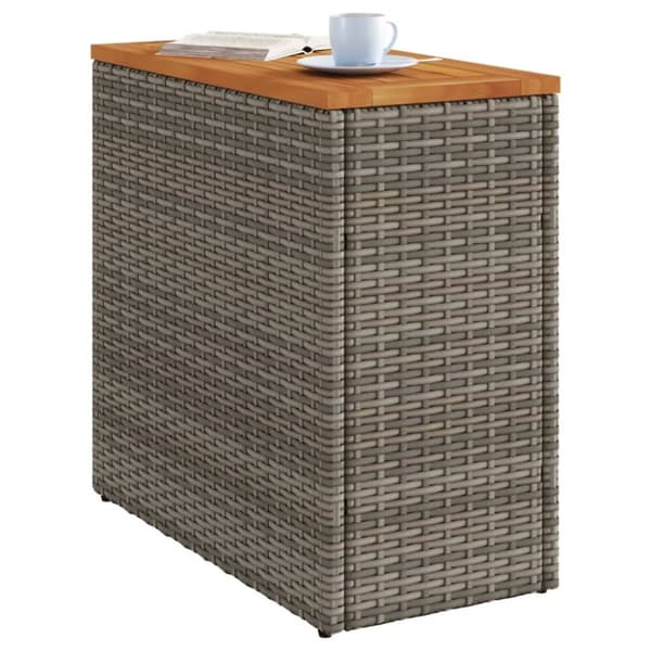 vidaXL Trädgårdsbord med träskiva grå 58x27,5x55 cm konstrotting