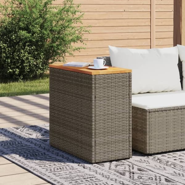 vidaXL Trädgårdsbord med träskiva grå 58x27,5x55 cm konstrotting