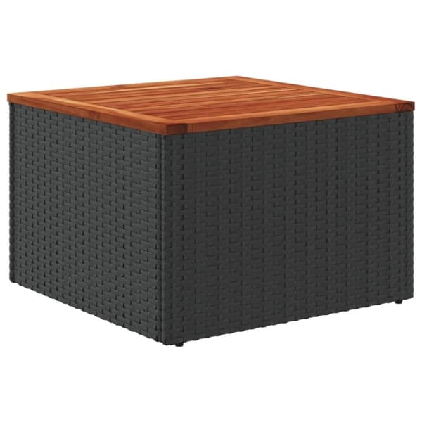 vidaXL havebord 55x55x37 cm polyrattan og akacietræ sort