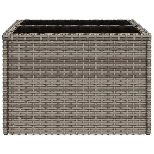 vidaXL Trädgårdsbord med glasskiva grå 55x55x37 cm konstrotting