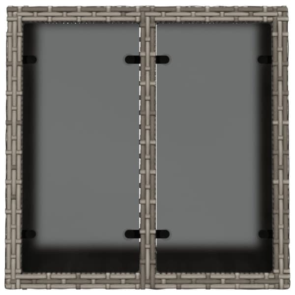 vidaXL Trädgårdsbord med glasskiva grå 55x55x37 cm konstrotting