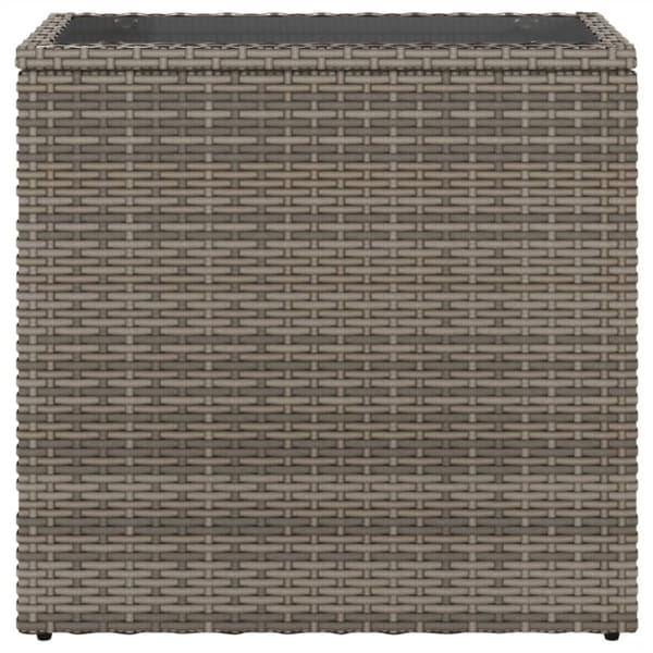 vidaXL havesidebord med glastop 58x27,5x55 cm polyrattan grå