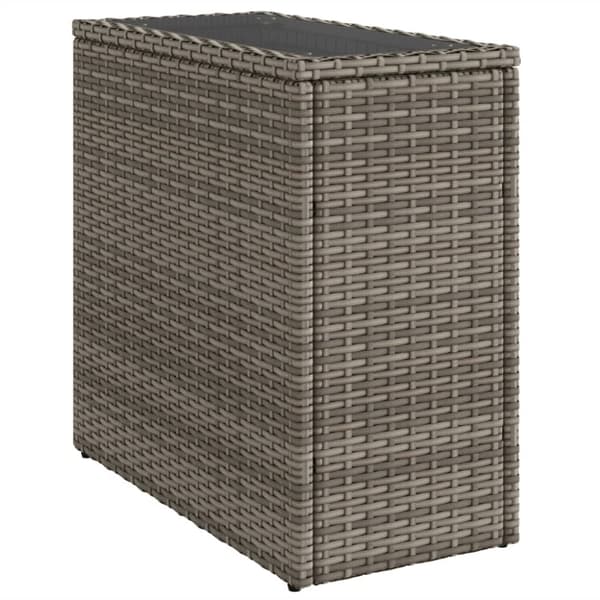 vidaXL havesidebord med glastop 58x27,5x55 cm polyrattan grå
