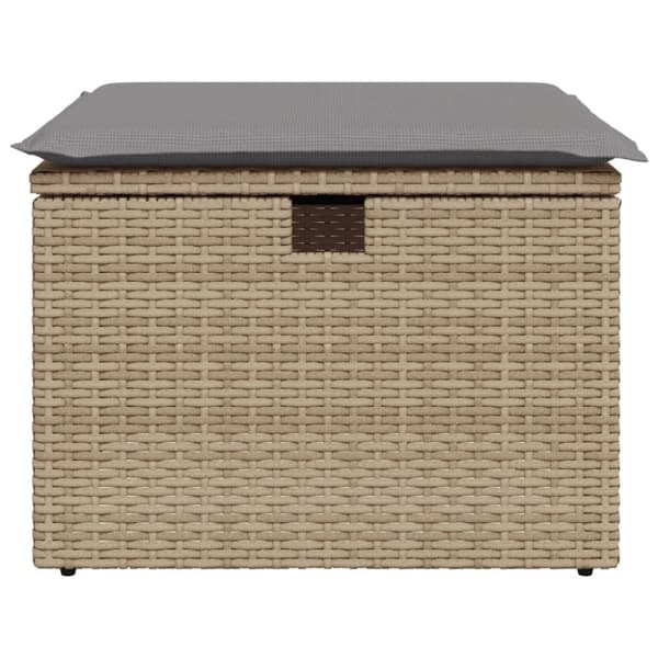 vidaXL Trädgårdspall med dyna beige 55x55x37 cm konstrotting