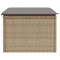Miniatyrbild 5 av 11: vidaXL Trädgårdspall med dyna beige 55x55x37 cm konstrotting