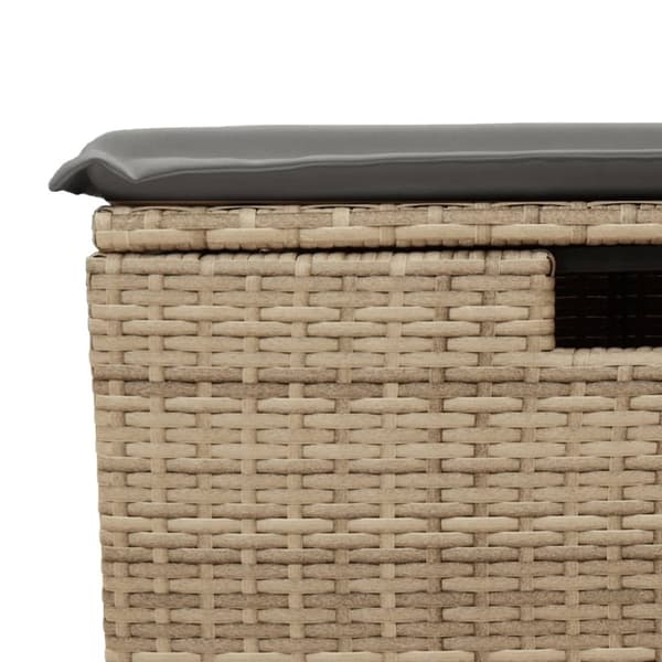 vidaXL Trädgårdspall med dyna beige 55x55x37 cm konstrotting
