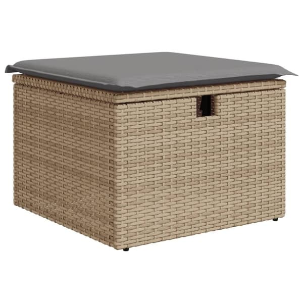 vidaXL Trädgårdspall med dyna beige 55x55x37 cm konstrotting