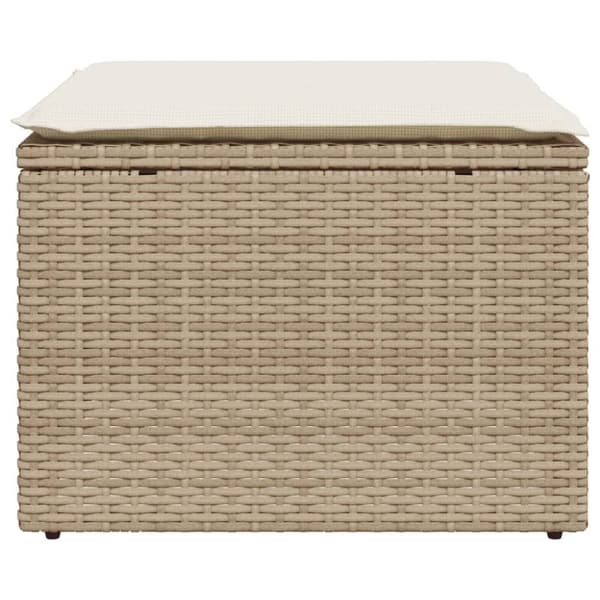 vidaXL Trädgårdspall med dyna beige 55x55x37 cm konstrotting