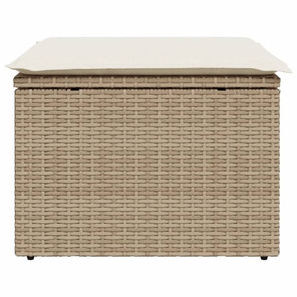 vidaXL Trädgårdspall med dyna beige 55x55x37 cm konstrotting