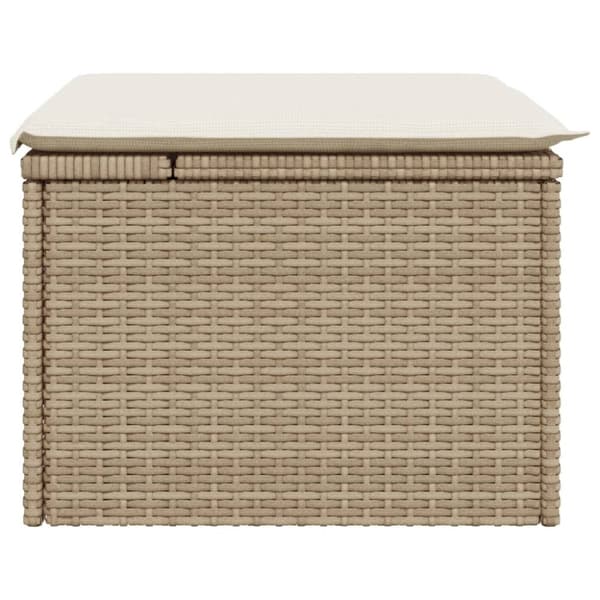 vidaXL Trädgårdspall med dyna beige 55x55x37 cm konstrotting