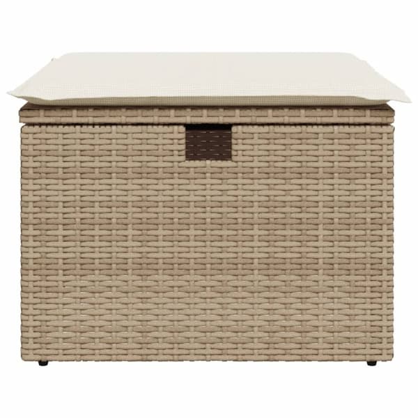 vidaXL Trädgårdspall med dyna beige 55x55x37 cm konstrotting