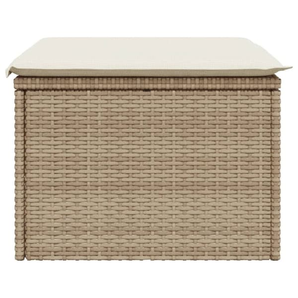 vidaXL Trädgårdspall med dyna beige 55x55x37 cm konstrotting