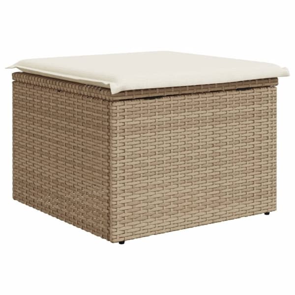 vidaXL Trädgårdspall med dyna beige 55x55x37 cm konstrotting