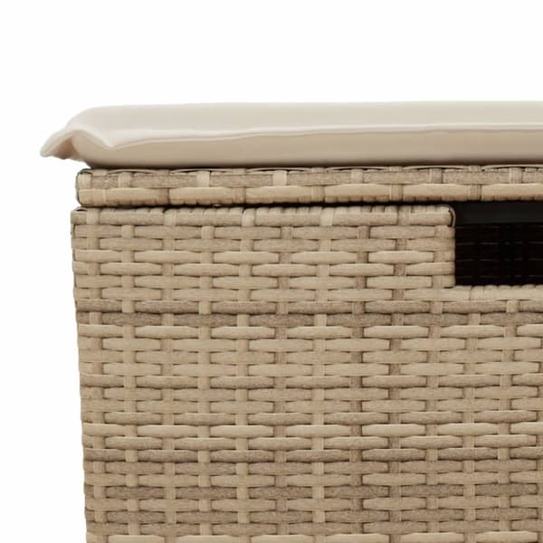 vidaXL Trädgårdspall med dyna beige 55x55x37 cm konstrotting