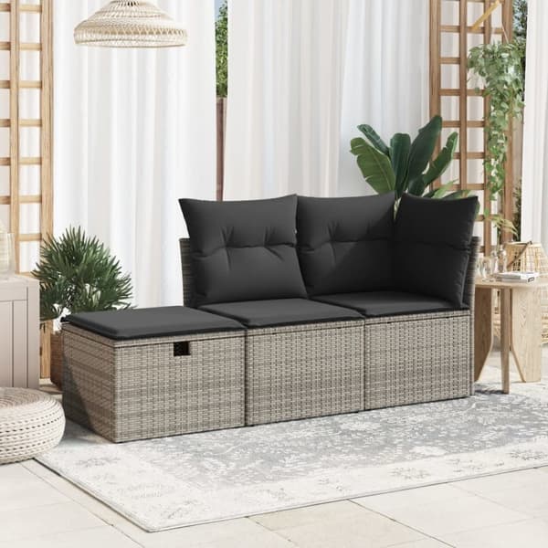 vidaXL Trädgårdspall med dyna grå 55x55x37 cm konstrotting