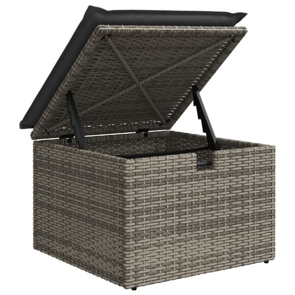 vidaXL Trädgårdspall med dyna grå 55x55x37 cm konstrotting