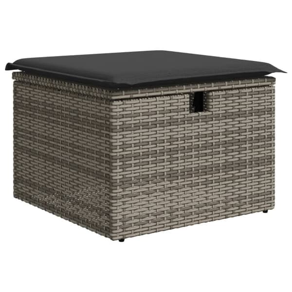 vidaXL Trädgårdspall med dyna grå 55x55x37 cm konstrotting