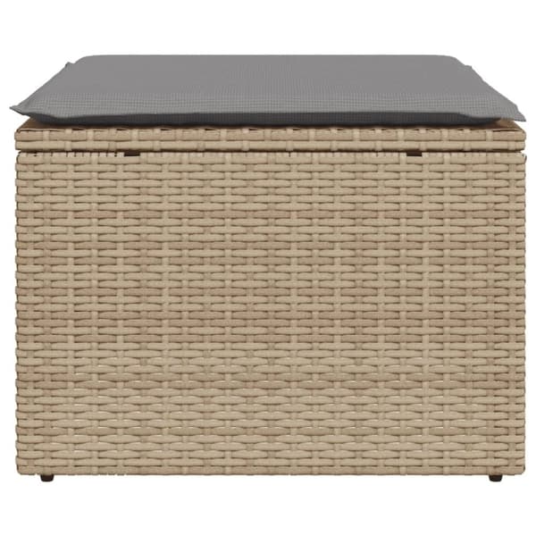 vidaXL Trädgårdspall med dyna beige 55x55x37 cm konstrotting