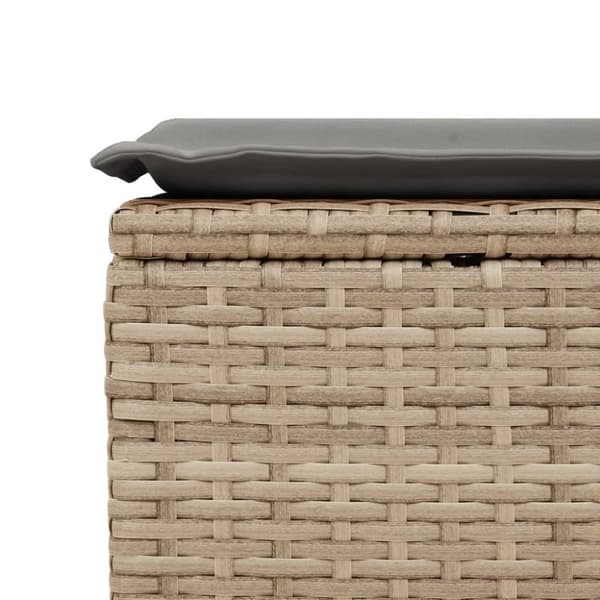 vidaXL Trädgårdspall med dyna beige 55x55x37 cm konstrotting