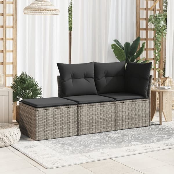 vidaXL Trädgårdspall med dyna grå 55x55x37 cm konstrotting