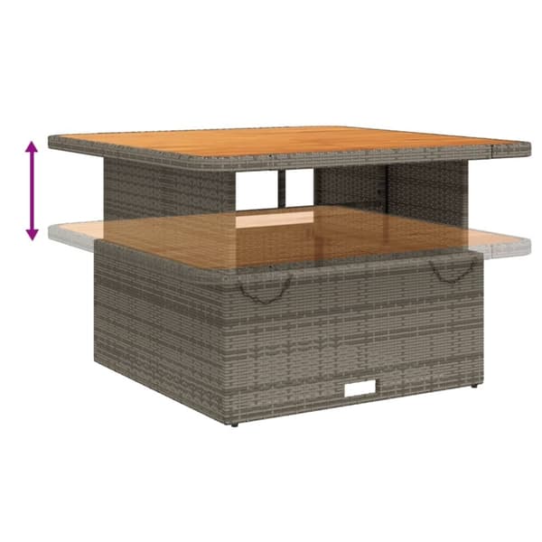 vidaXL havebord 110x110x71 cm polyrattan og massivt akacietræ grå