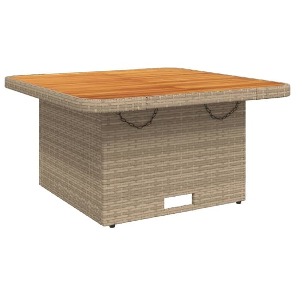 vidaXL havebord 80x80x71 cm polyrattan og akacietræ beige