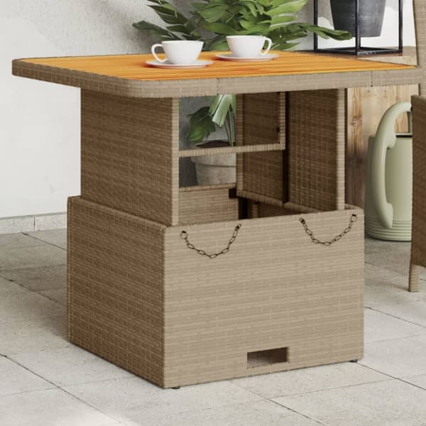 vidaXL havebord 80x80x71 cm polyrattan og akacietræ beige