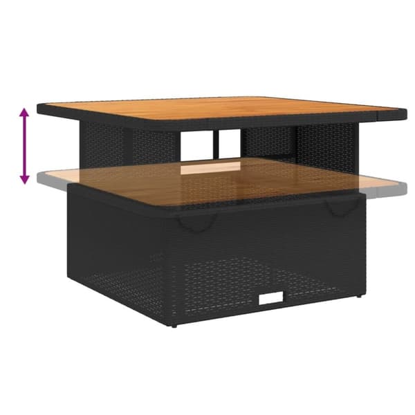 vidaXL havebord 110x110x71 cm polyrattan og akacietræ sort