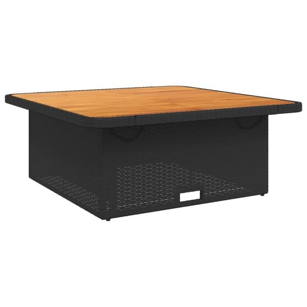 vidaXL havebord 110x110x71 cm polyrattan og akacietræ sort