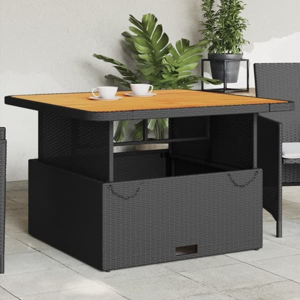 vidaXL havebord 110x110x71 cm polyrattan og akacietræ sort