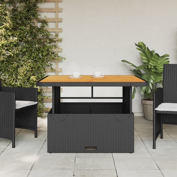 vidaXL havebord 110x110x71 cm polyrattan og akacietræ sort