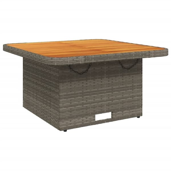 vidaXL Trädgårdsbord grå 80x80x71 cm konstrotting och akaciaträ