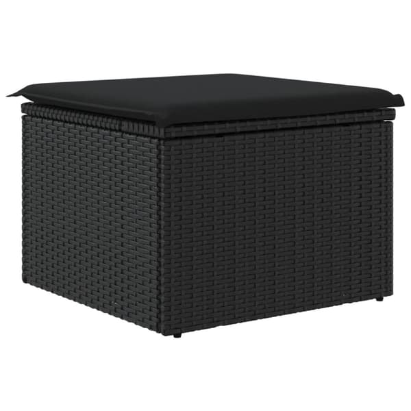 vidaXL Trädgårdspall med dyna svart 55x55x37 cm konstrotting