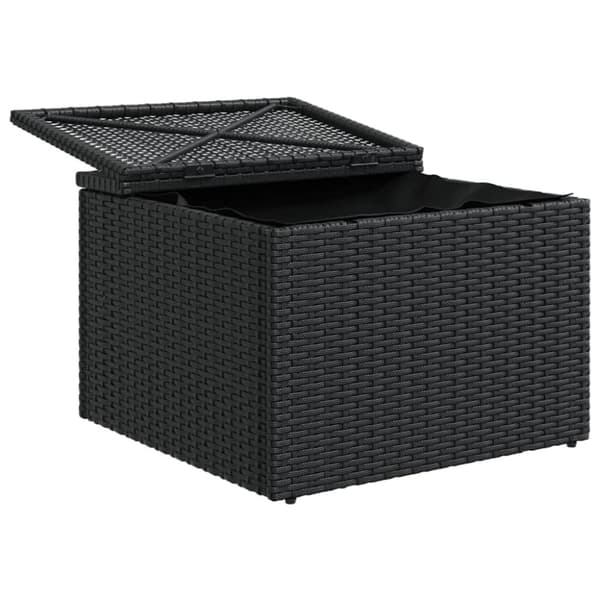 vidaXL Trädgårdspall med dyna svart 55x55x37 cm konstrotting