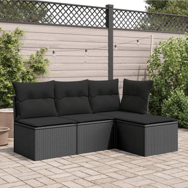 vidaXL Trädgårdspall med dyna svart 55x55x37 cm konstrotting