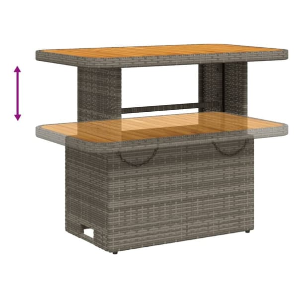 vidaXL havebord 90x55x71 cm polyrattan og massivt akacietræ grå