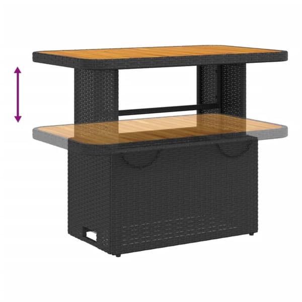 vidaXL havebord 90x55x71 cm polyrattan og akacietræ sort
