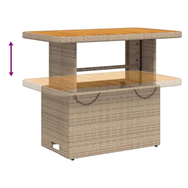 vidaXL havebord 90x55x71 cm polyrattan og akacietræ beige