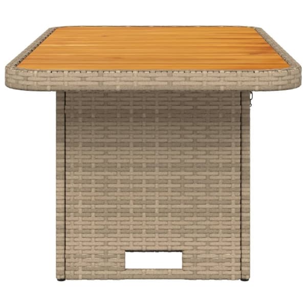 vidaXL havebord 90x55x71 cm polyrattan og akacietræ beige