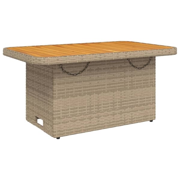 vidaXL havebord 90x55x71 cm polyrattan og akacietræ beige