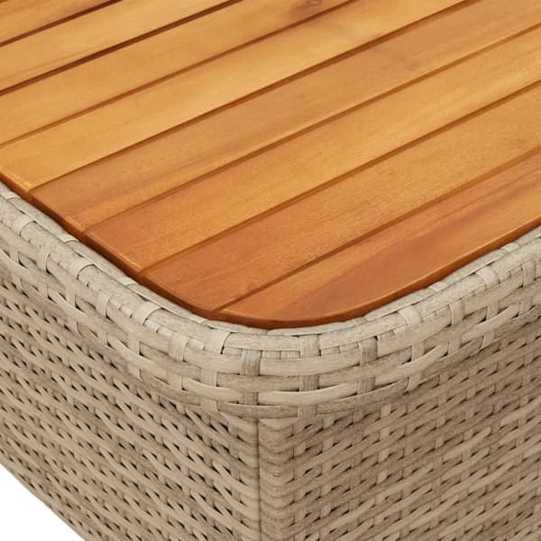 vidaXL havebord 90x55x71 cm polyrattan og akacietræ beige