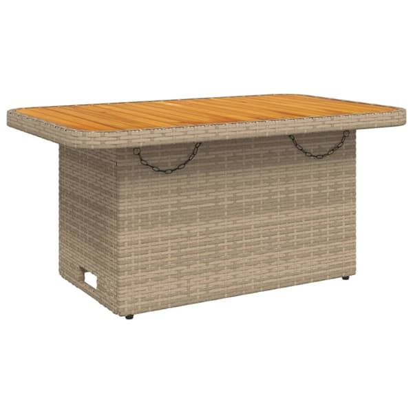 vidaXL havebord 90x55x71 cm polyrattan og akacietræ beige