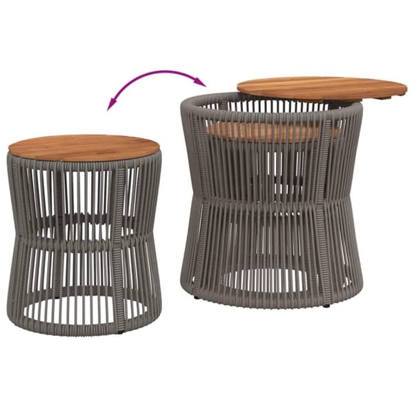 vidaXL Utendørs sidebord med treplate 2 stk grå polyrotting