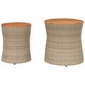 Miniatyrbilde 3 av 11: vidaXL Utendørs sidebord med treplate 2 stk beige polyrotting